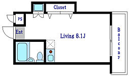 ベルドミール王子 ワンルームの間取図画像