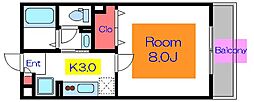 グランドゥール西巣鴨 1Kの間取図画像