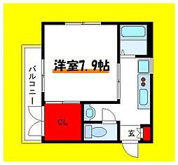 飛鳥メゾンヒラミA 1Kの間取図画像