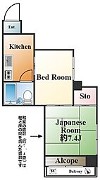富永ビル 2Kの間取図画像