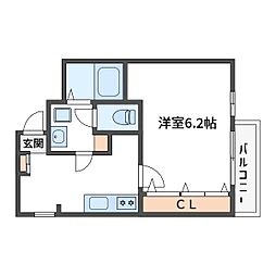 ベルクレール 1Kの間取図画像