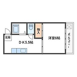 新井マンション 1階1DKの間取り