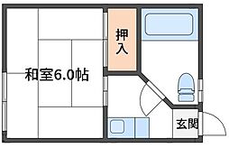 三原ハイツ 2階ワンルームの間取り