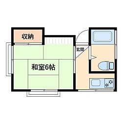 豊田荘アパート 2階1Kの間取り