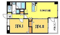 アゼリアヒルハイツ 5階2LDKの間取り