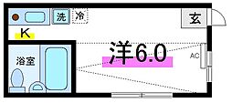 東京メトロ南北線 王子神谷駅 徒歩13分の賃貸アパート 1階ワンルームの間取り