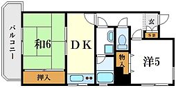 村田ビル 4階2DKの間取り
