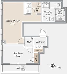 JR京浜東北・根岸線 王子駅 徒歩9分の賃貸マンション 5階1LDKの間取り