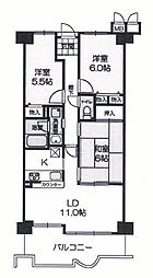 サンシティ朝霧 3LDKの間取図画像