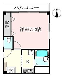 岡崎マンション 1Kの間取図画像
