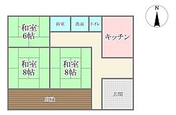 中古戸建　下植木町 3Kの間取り