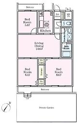 グレイス山手貳番館 3LDKの間取図画像