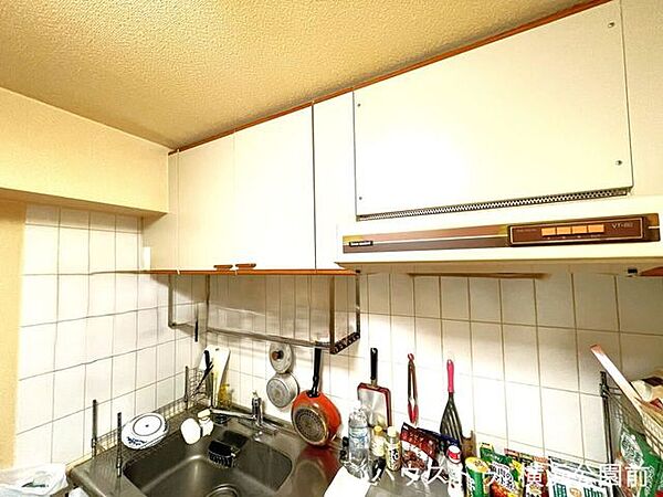 吊戸棚もありますので、調理器具の置き場所には困りません。