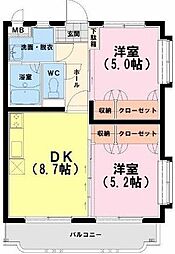 Ｙ＆Ｍデイジー 3階2DKの間取り