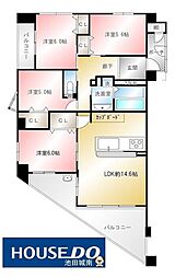 池田井口堂ラディアンス 4LDKの間取図画像