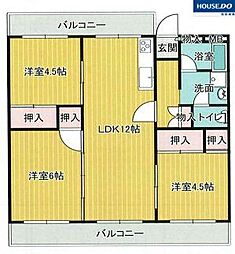 清和台ハイム3号棟 3LDKの間取図画像