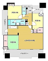 サンパーククレストサージュ戸畑Bコート 3LDKの間取図画像