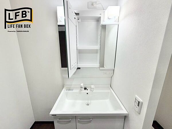 洗面台の鏡の裏は収納としてお使いいただけます。