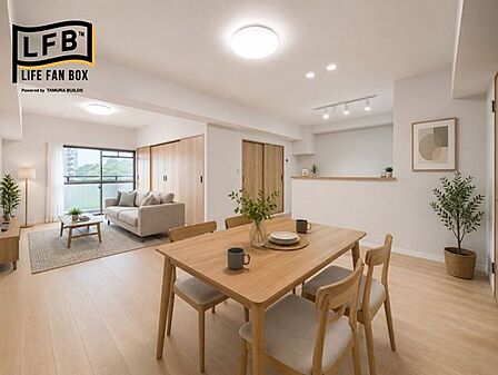 マンションでは広めの21.1帖のLDK!家族と広々ゆったりと過ごせそうですね。※家具はイメージです
