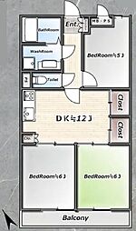 朝日プラザ大口 3DKの間取図画像