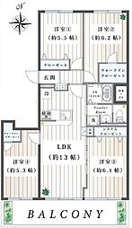 県ドリームハイツ15号棟 4LDKの間取り