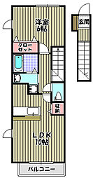 プラッツくみのき 2階1LDKの間取り