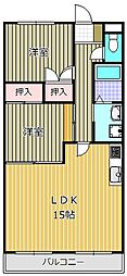 グミヒルズ 3階2LDKの間取り
