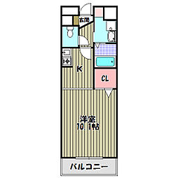 クレールメゾン 2階1Kの間取り