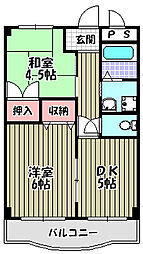 バウハウス 4階2Kの間取り