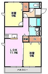 プリムローズ 2LDKの間取図画像