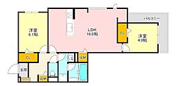 クラールヴィエント 2LDKの間取図画像