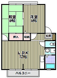 メゾンクレール 2LDKの間取図画像