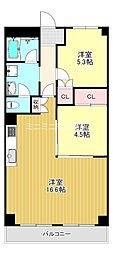 狭山ハウス3号館 2LDKの間取図画像