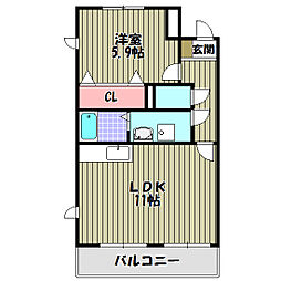 アミティエ2 1LDKの間取図画像