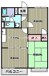 サンハイツ西井2 3DKの間取図画像