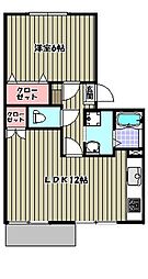 タウニィハイツ金剛 1LDKの間取図画像