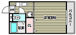 帝塚山パークハイツ 1Kの間取図画像