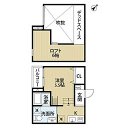 デュナメス深井 1Kの間取図画像