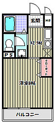 カーサ寺池 1Kの間取図画像