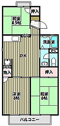 ウイングパレス1 3DKの間取図画像