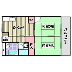 アクセス久野喜台マンション 2DKの間取図画像