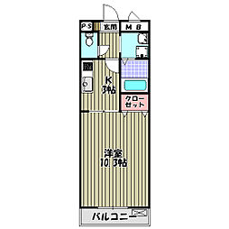 AmourSora泉ケ丘 1Kの間取図画像