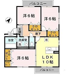 クレールWest 3LDKの間取図画像