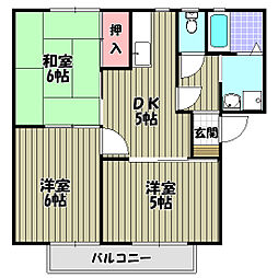 パークハイツC棟 3DKの間取図画像