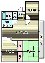 プレステージ大美野A棟 3LDKの間取図画像