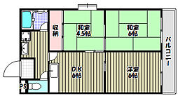 シャトー原山台 3DKの間取図画像