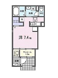 シャンブル06 1Kの間取図画像