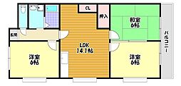 アーネットスタシオン大阪狭山 2階3LDKの間取り