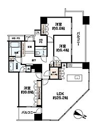 クロスタワー大阪ベイ 3LDKの間取図画像