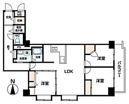松屋町グランドハイツ 2LDKの間取図画像